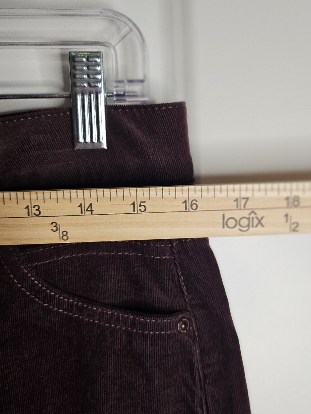 Democracy AbSolution Burgundy Wine Velvet Corduroy Pants 10 Relaxed Fit Stretch - Picture 9 of 13